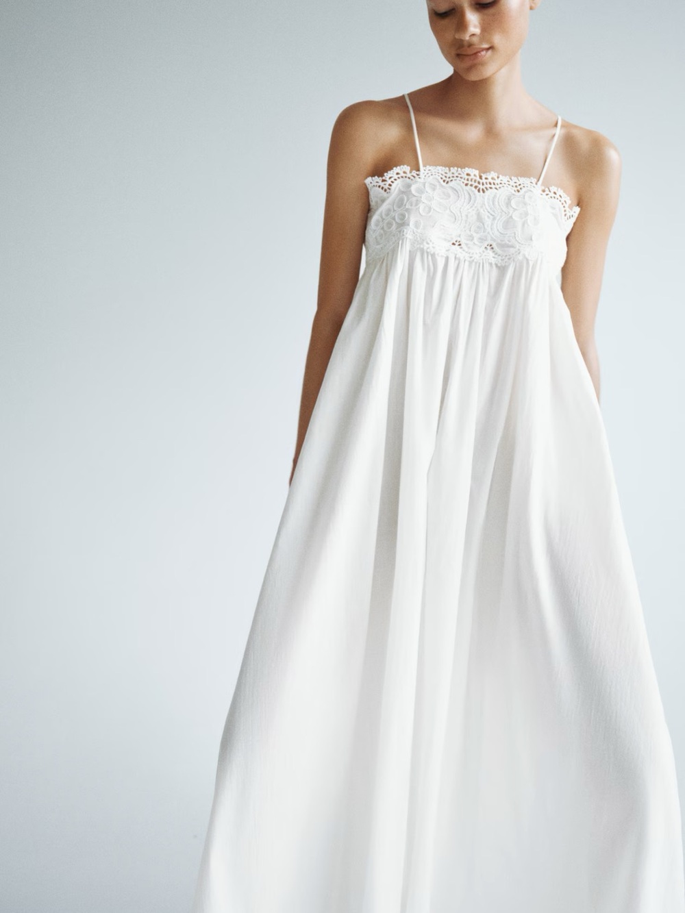 H&M Embroidered Detail Tie Dress